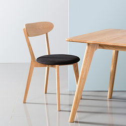Henrik Solid Oak Dining Chair - Black Fabric Seat - Dining Chairs