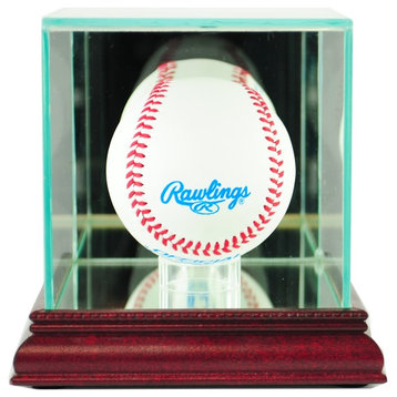 Single Baseball Display Case, Cherry