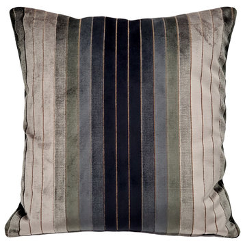 Carbon Stripes Textured Velvet Throw Pillow 20x20, with Polyfill Insert