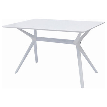 Benzara BM288130 47" Modern Outdoor Coffee Table, Midcentury Design, White