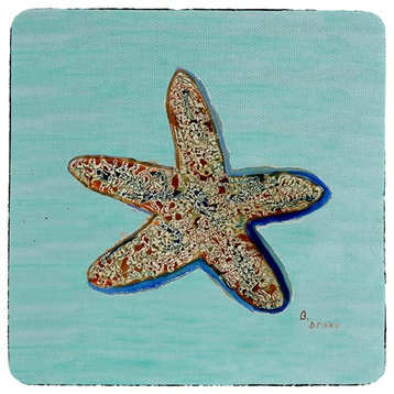 Betsy Drake Aqua Starfish Coaster Set of 4