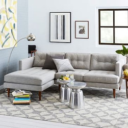 West Elm - Peggy Set 8: Right Arm Chaise, Left Arm Sofa , Heathered Tweed, Lake - Sofas And Sectionals