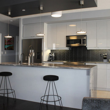Contemporary high gloss kitchen in downtown luxury condo