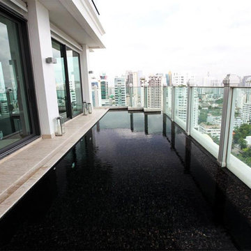 Black rooftop pool
