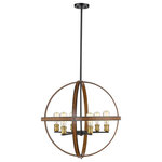 Z-Lite - Z-Lite 472B26-RM Kirkland 6 Light Pendant in Rustic Mahogany - Create a stunning centerpiece over a bountiful dinner table with this stylish six-light pendant light. Rings of faux barnwood marry in a rustic mahogany finish, elevated with industrial-inspired exposed lightbulbs.