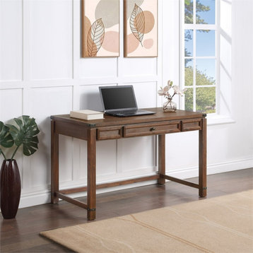 Baton Rouge  Sit-to-Stand Lift Wood Desk in Brushed Walnut Brown Finish