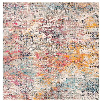 Safavieh Madison Mad460A Organic Abstract Rug, Gray and Pink, 11'0"x11'0" Square