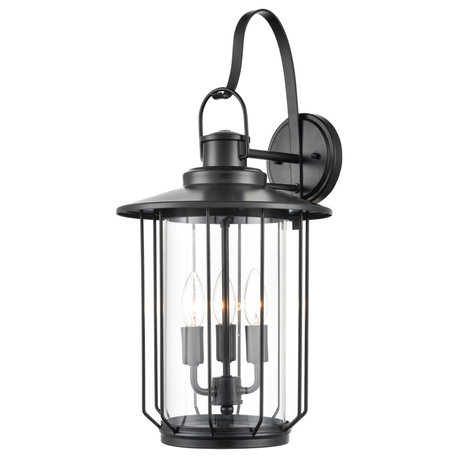 Millennium Belvoir 3-Light Outdoor Wall Light in Powder Coat Black