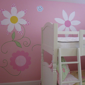 Pink girl's flower mural