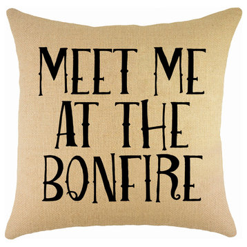 Meet Me At The Bonfire Burlap Pillow