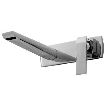 Chrome Single Lever Handle Modern Design Wall Mount Faucet with Backplate