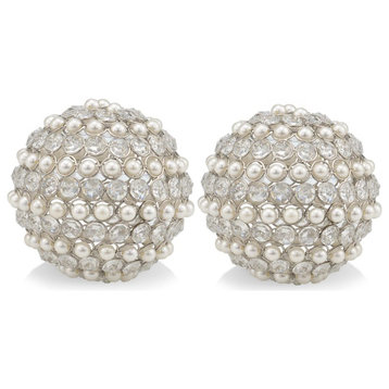Modern Day Accents Facetas Perla Set of 2 Cristal And Pearl Spheres 3878