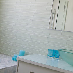 Island Stone Breeze Linear Glass Bathroom with Classic Mosiacs Tile - Tile