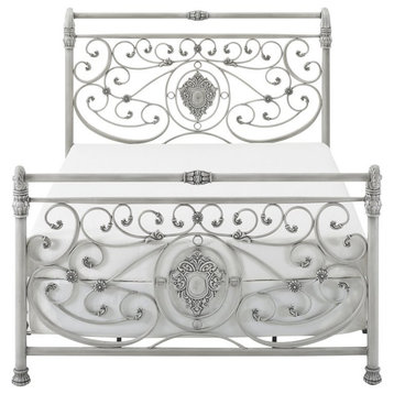 Hillsdale Furniture Mercer Metal Queen Sleigh Bed Brushed White