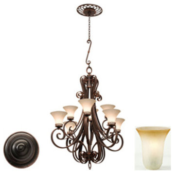 Kalco 5188 for Mirabelle 8 Light Chandelier - Antique Copper with Smoked White