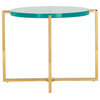 Becca Round Acrylic End Table, Sapphire/Gold
