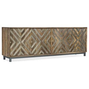 Bowery Hill Traditional Living Room Entertainment Wood Console in Multi-Color