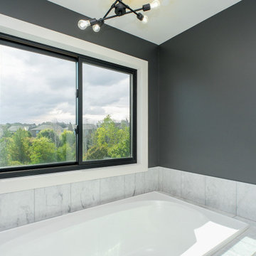 Black Window in Sleek Modern Bathroom - Renewal by Andersen Greater Toronto, Ott