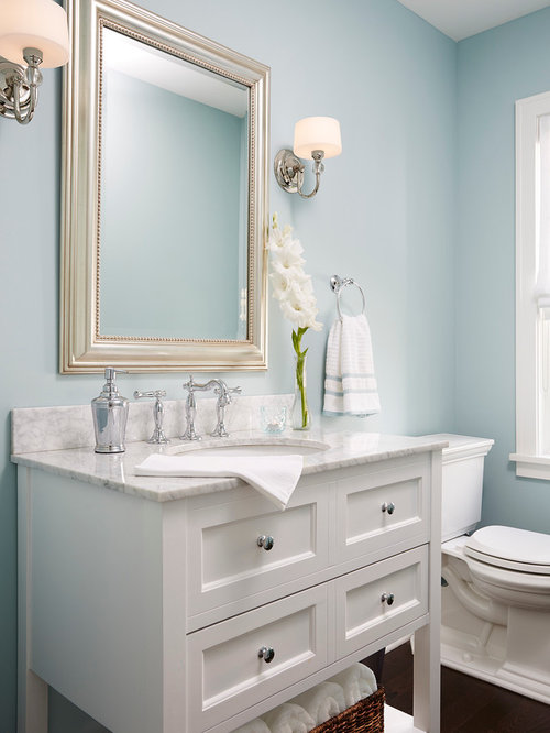 Transitional Powder Room Design Ideas, Remodels & Photos with White ...