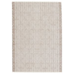 Jaipur Living - Jaipur Living Ozias Trellis Cream/Light Brown Area Rug, 2'6"x8' - The simple and stylish Aura collection boasts a complementary mix of neutral tones combined with modern, linear motifs. The versatile Ozias rug grounds any space with a unique tribal pattern and tonal cream and light taupe hues. Soft and lustrous, this chameleon-like design emulates the timeless look of a hand-knotted rug, but in an accessible polyester and viscose power-loomed quality.