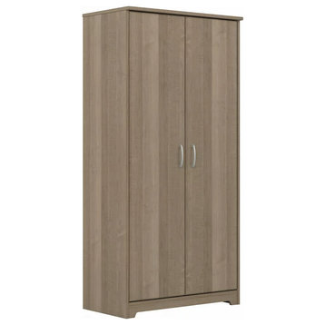Transitional Storage Cabinet, Wooden Frame With Adjustable Shelves, Ash Gray