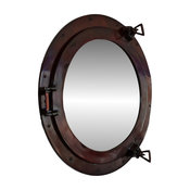 Deluxe Class Antique Copper Porthole Mirror 20'', Decorative Porthole Mirror