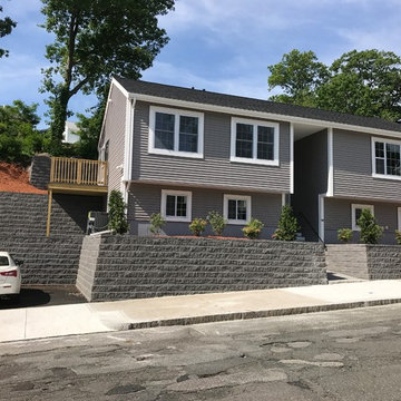 ALLAN BLOCK CLASSIC GRANITE GREY RETAINING WALL & MONOLITHIC GRANITE STEPS