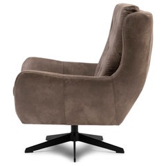 Devon & Claire Kyle 100% Top Grain Leather Swivel Accent Chair