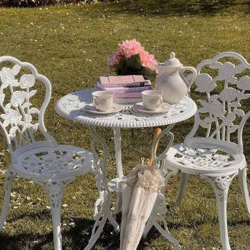 vidaXL 3 Piece Bistro Set Cast Aluminum White