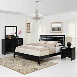 Olivia Modern 4PC Bedroom Set in Black - Bedroom Furniture Sets