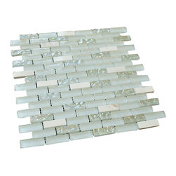 White Crystal Glass Mosaic Tile Brick Pattern (Glossy&Matte) - Home Decor