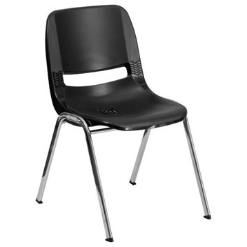 Flash Furniture Hercules 14" Plastic Stackable School Chair in Black and Chrome