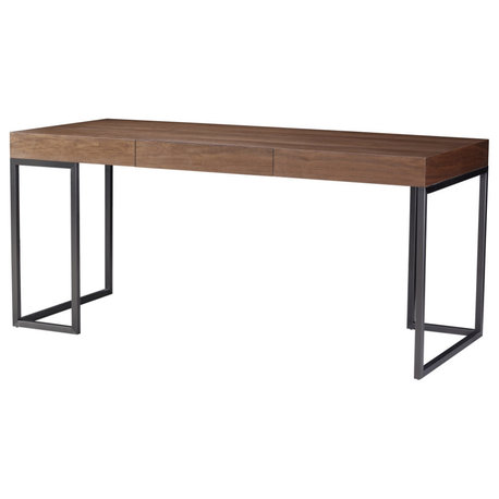 Danish  Desk, Light Walnut + Gun Metal