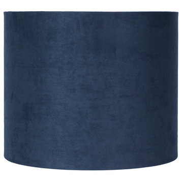 Classic Drum Suede Lamp Shade, 12"x12"x10", Navy Blue