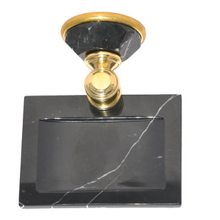 Black Marquina Marble Bath Accessories - Polished Brass