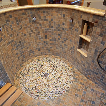 Circle Stone & Glass Shower