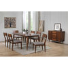 8-Piece 78" Rectangular Dining Table Set, Padded Fabric Seats, Server