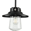 Tremont 1-Light Matte Black Clear Seeded Glass Farmhouse Mini-Pendant Light
