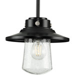 Progress Lighting - Tremont 1-Light Matte Black Clear Seeded Glass Farmhouse Mini-Pendant Light - Welcome family and friends home with the Tremont Collection 1-Light Matte Black Clear Seeded Glass Farmhouse Outdoor Hanging Mini-Pendant Light.