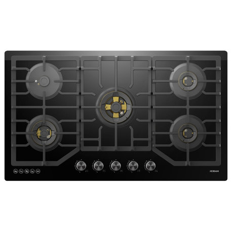 ROBAM Black Gold Series 36" 5 Burner 37,200 BTU Gas Cooktop With Brass Burner