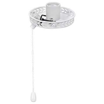 22001-21 1-Light Ceiling Fan Fitter Light Kit With Pull Chain, Painted White