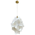 EQ Light - Chi Pendant Light, Gold, Extra Large - The Chi Pendant Light makes a stunning accent piece in a dining room, entryway or kitchen. This elegant pendant light has silver steel construction and a shade made from white spiral polypropylene pieces. Hang it in a contemporary style home for a cohesive look.