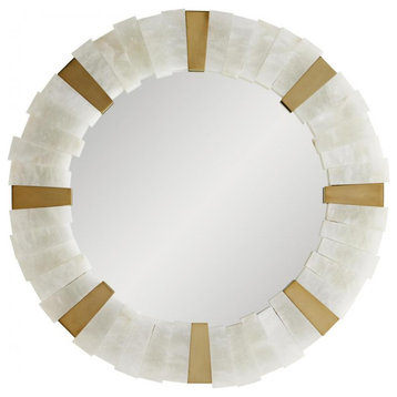 Von-Webber Mirror, Snow Marble, Antique Brass, Plain Mirror, 32"W (9630 3JL01)