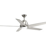 Progress Lighting - Gust 54" Ceiling Fan - This five-blade 54" Gust ceiling fan features a white opal shade. A remote with batteries is included. Gust has a dual mount system to offer greater flexibility when installing. The 17W dimmable, 3000K LED module provides energy- and cost-savings benefits to the homeowner. Uses (1) 18-watt LED bulb (included).