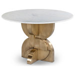 Meridian Furniture - Alden Dining Table, White, Gold Base - The Alden White Dining Table is an exquisite piece that will effortlessly elevate the interior decor of your dining room. Its genuine marble top exudes luxury, while the brass finish metal sheet base adds a touch of elegance to the overall look. Its stunning and unique design is sure to catch the eye of your guests, leaving them in awe. This remarkable piece is perfect for creating a warm and inviting atmosphere in your home.