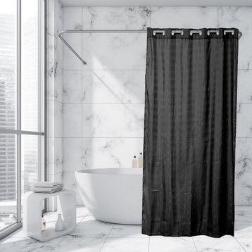 Hookless Shower Curtain Polyester Cubic, Black