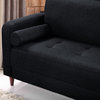 Mid Century Modern Linen Fabric Living Room Sofa, Black