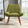 Calico Accent Chair, Green Fabric With Amber Legs