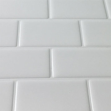12"x12" Peel and Stick Kitchen Backsplash Wall Tile, White Subway, Set of 10