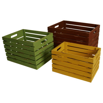 Wald Imports Multi Wood Decorative Storage Crates, Set of 3
